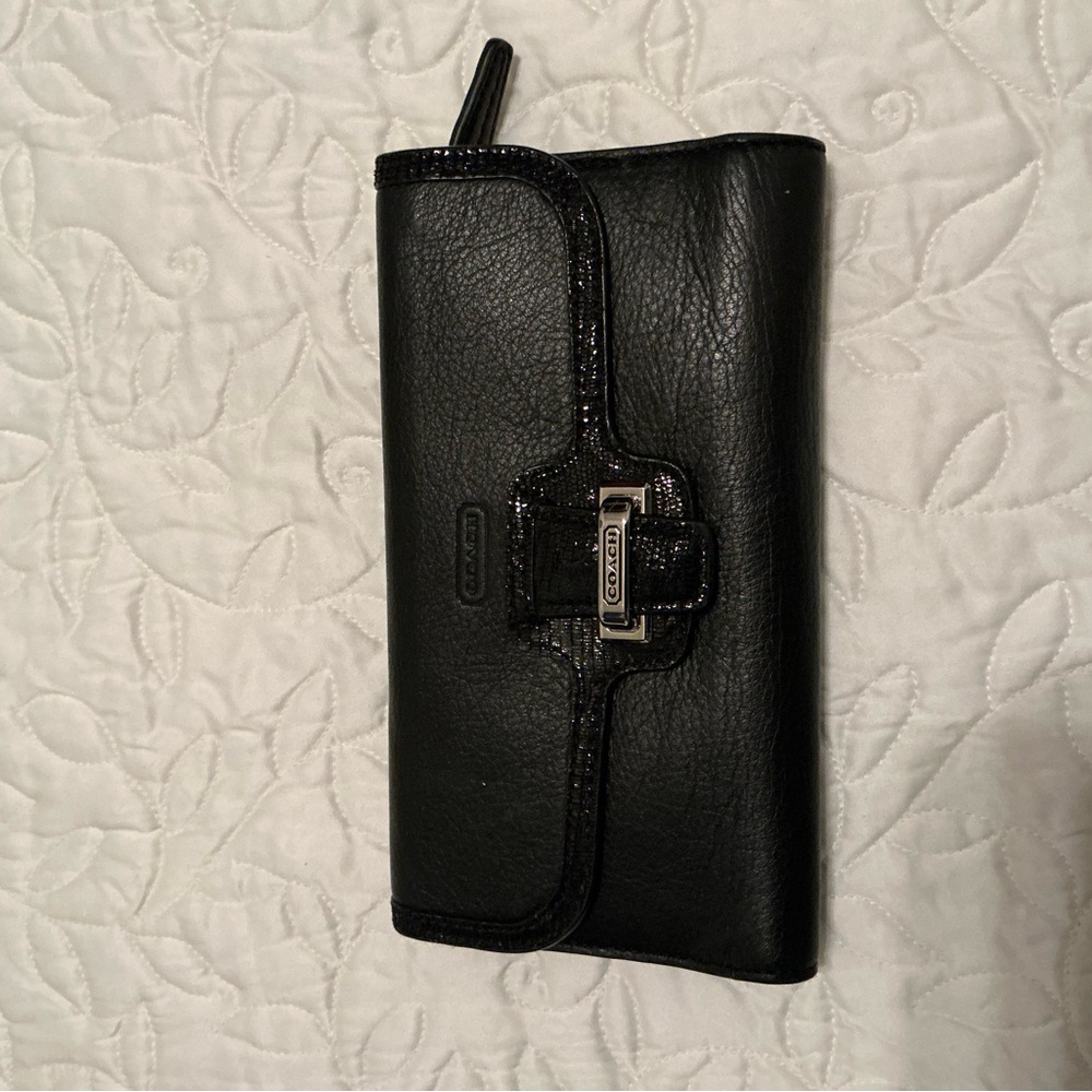 Coach Black Leather Clutch Wallet